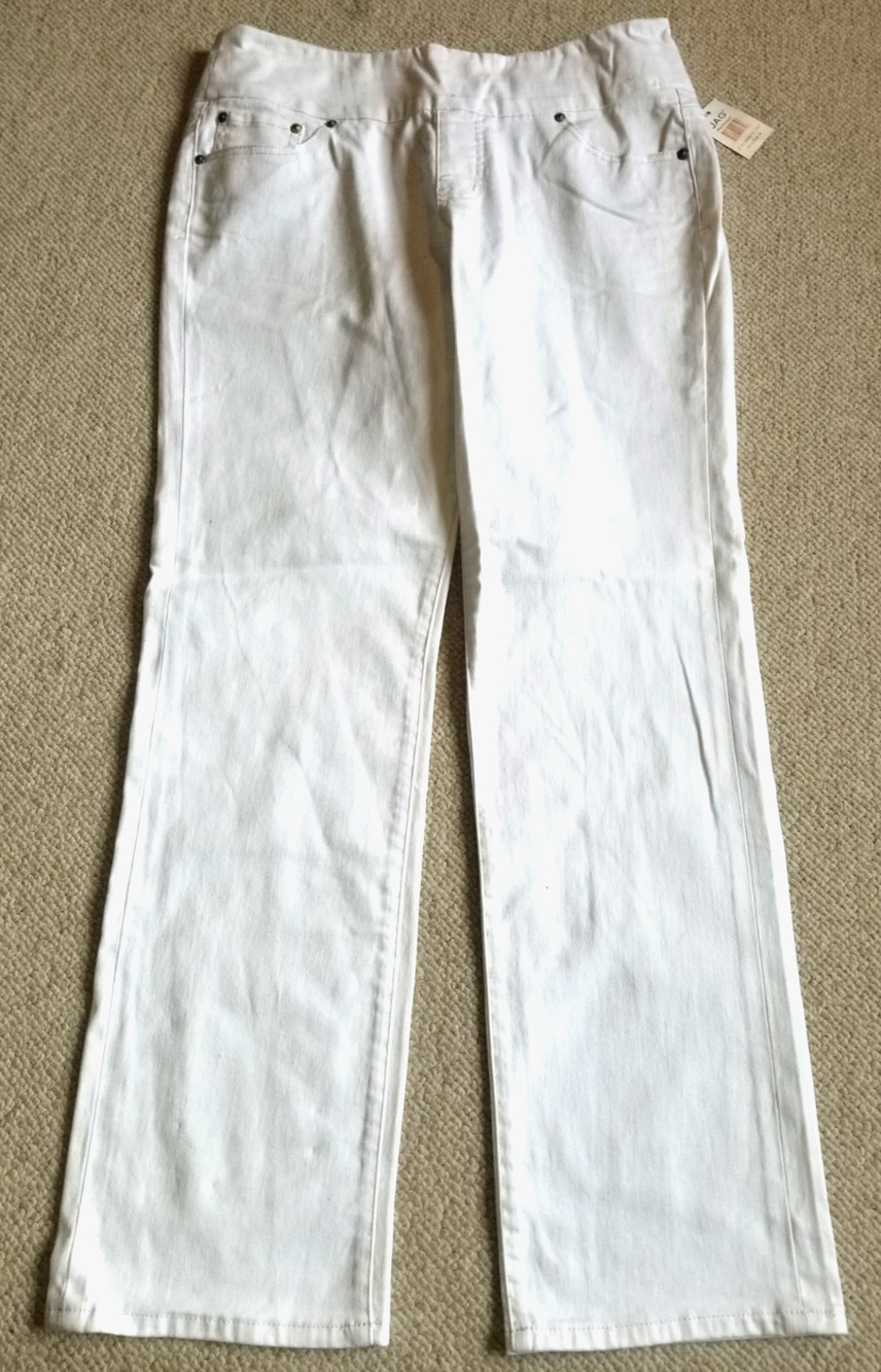 NWT Womens Jeans- JAG JEANS-white strch denim pullon 'High Rise Straight Leg'-14